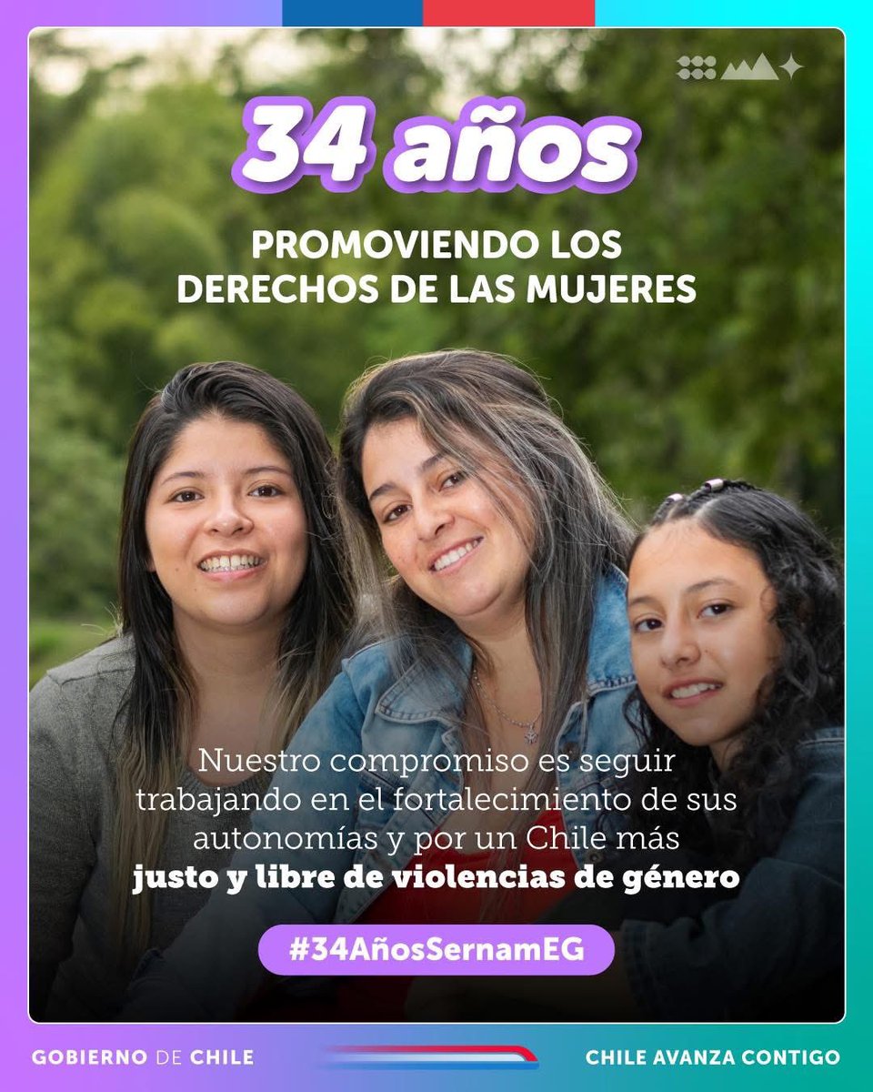 SernamEGArica's tweet photo. 💜 Hace 34 años nace el Servicio Nacional de la Mujer, actual SernamEG, en estas tres décadas hemos trabajado en el fortalecimiento de las autonomías de las mujeres, el ejercicio pleno de sus derechos y por la erradicación de las violencias de género. 
#34añosSernamEG https://t.co/R0iZnQj2MI