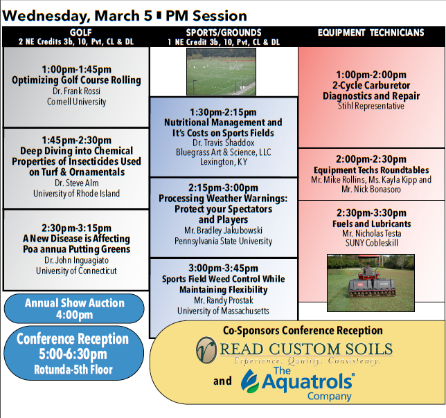 New England Regional Turfgrass Foundation (@ne_rtf) on Twitter photo March 5th Afternoon Sessions- Golf, Sports/Grounds and Equipment Techs. Show Auction on Trade Show floor at 4pm, Conference Reception in the Rotunda 5-6:30pm, sponsored by <a href="/ReadCustomSoils/">ReadCustomSoils</a> and <a href="/Aquatrols/">Aquatrols Company</a> March 5th Afternoon Sessions- Golf, Sports/Grounds and Equipment Techs. Show Auction on Trade Show floor at 4pm, Conference Reception in the Rotunda 5-6:30pm, sponsored by <a href="/ReadCustomSoils/">ReadCustomSoils</a> and <a href="/Aquatrols/">Aquatrols Company</a>