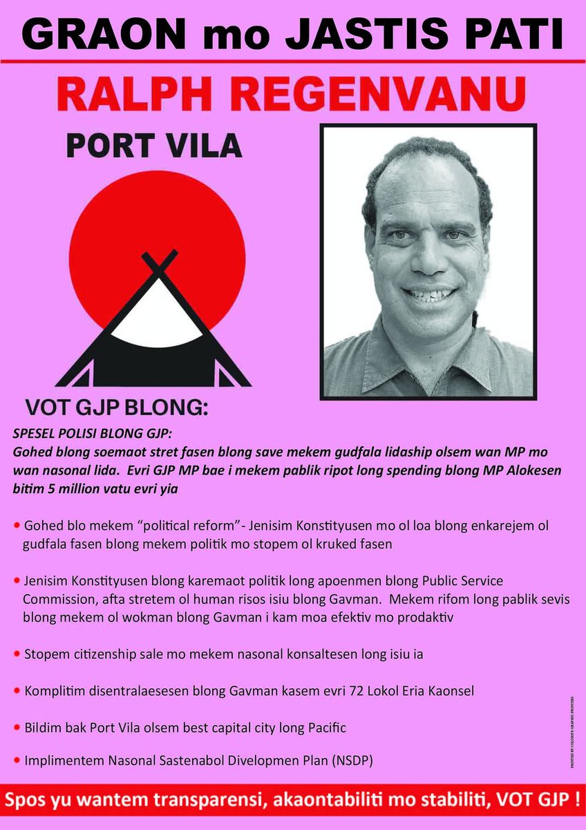 I am standing again as a candidate for election to Parliament as Member for Port Vila in the "snap" general election of 16 January. Campaign period officially commenced yesterday. Thanks for the support 🙏