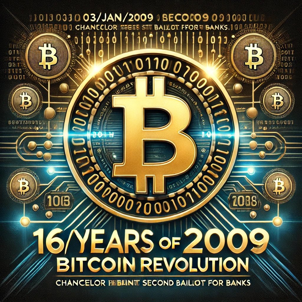 0xUndoxxed's tweet photo. On Jan 3, 2009, Satoshi Nakamoto mined Bitcoin’s Genesis Block with a message: ‘The Times 03/Jan/2009 Chancellor on brink of second bailout for banks.’ A quiet revolution began. 16 years later, Bitcoin stands for freedom & decentralization. #BTC16 #GenesisBlock #SatoshiNakamoto https://t.co/ccFDCnripk