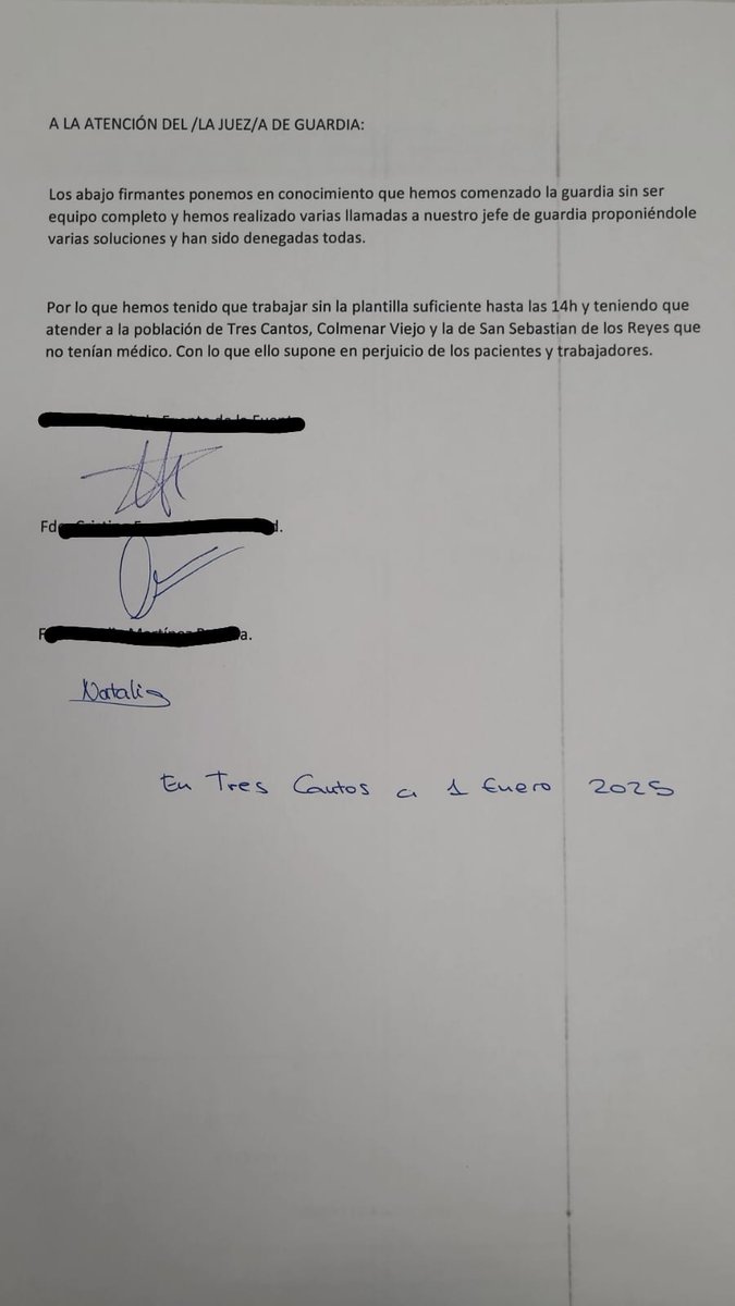 Espantoso día de Año Nuevo en el PAC de Tres Cantos, el único con médico (Colmenar, S.Sebastián de los Reyes y Fuencarral sólo tienen enfermera). Sin celador ni segundo médico, 30 personas en la sala de espera.

Debido al riesgo para los pacientes,notifican al juzgado de guardia