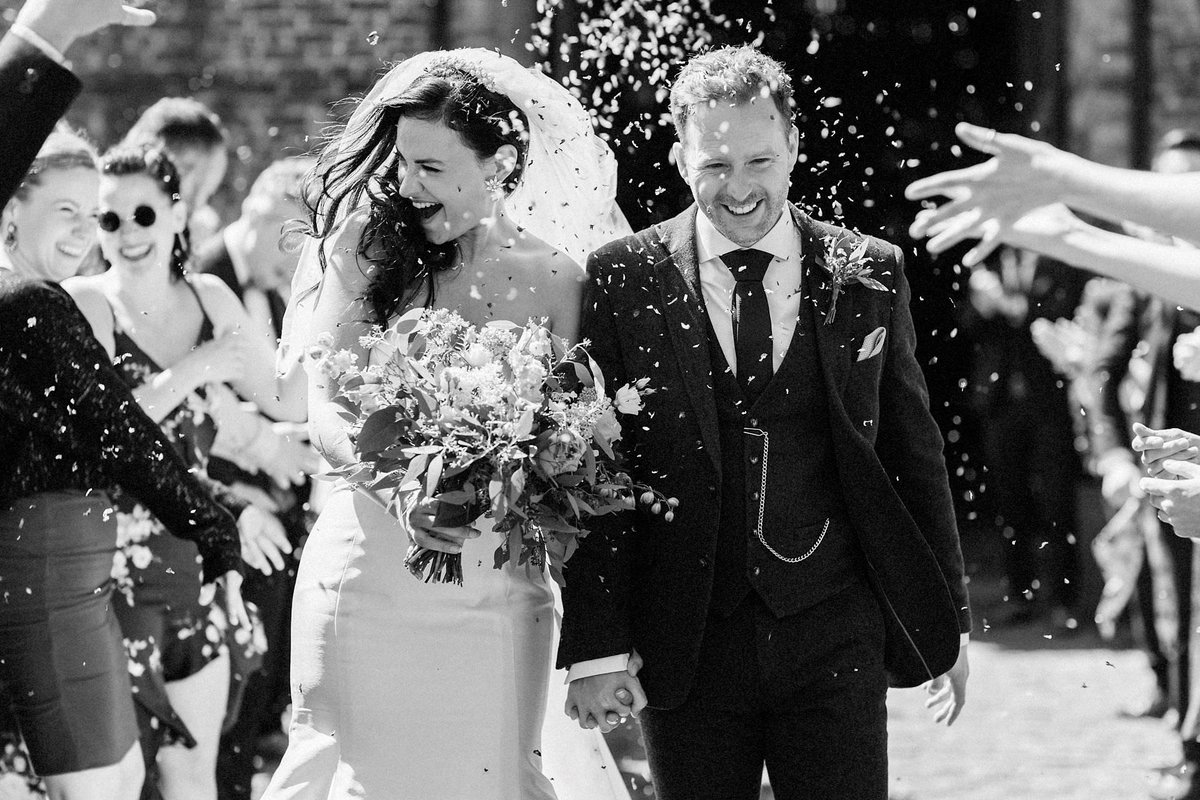 I do love a black and white confetti photo! Stu and Gaby here at @meols_hall in sunny Southport just after they tied the knot! #meolshall #weddingplanning #barnwedding #summerwedding #engaged