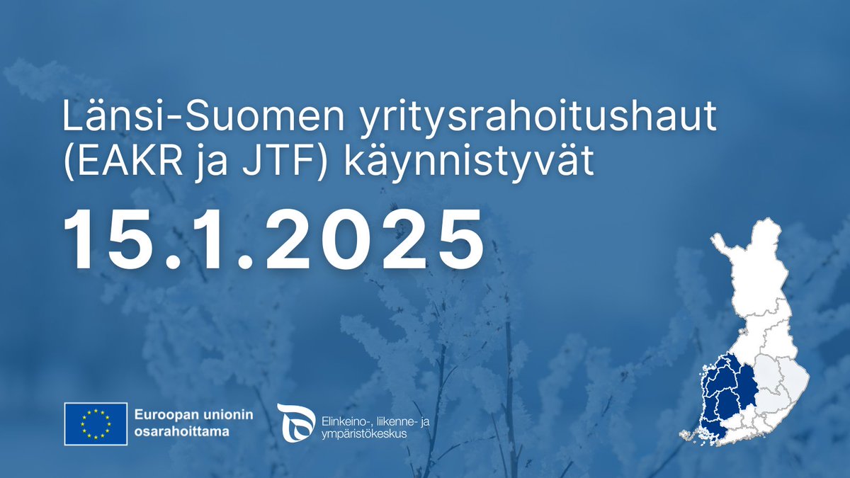 Länsi-Suomessa vuosi 2025 käynnistyy yrityksen kehittämisavustushakujen (EAKR ja JTF) osalta keskiviikkona 15.1.2025 🤩

Ensimmäisessä hakujaksossa hakuun tulee Länsi-Suomessa yhteensä n. 11 miljoonaa euroa 💰

Lue lisää👇
rakennerahastot.fi/-/vuoden-2025-…