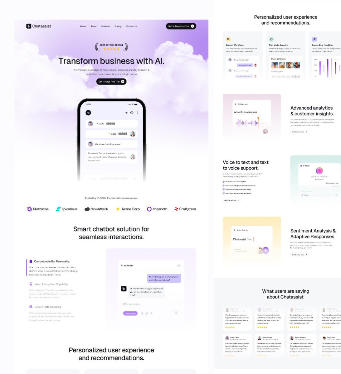 Gr8rstudio's tweet image. Another exploration for AI chatbot landing page.