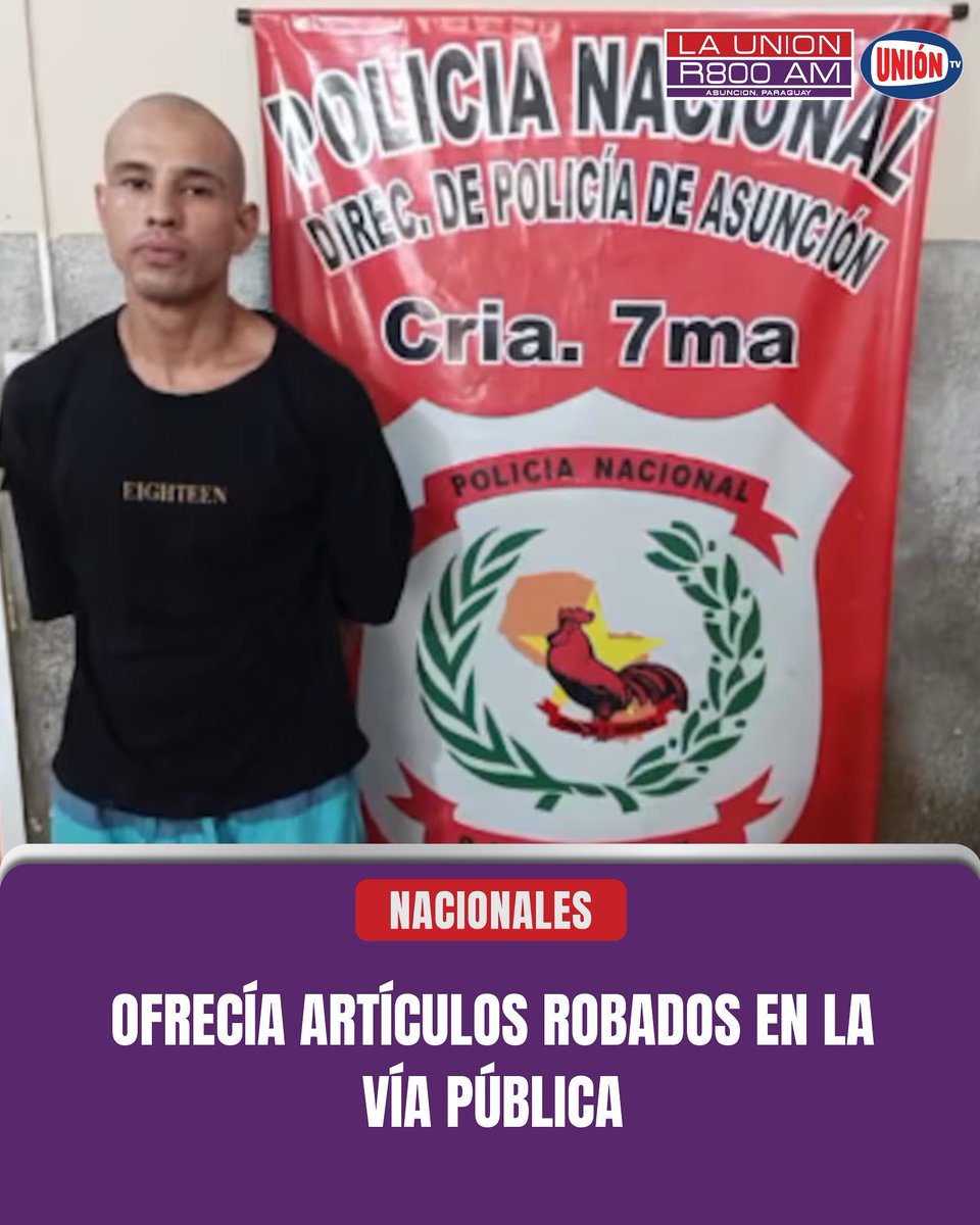 🥸Primero ladrón, después vendedor…

👤 Gilberto David Da Silva Rodríguez, de 31 años, fue detenido por la Policía Nacional tras ofrecer dos notebooks y una bicicleta en la vía pública. 

🙌🏽 El delincuente contaba con antecedentes por robo, uno de septiembre del año pasado,