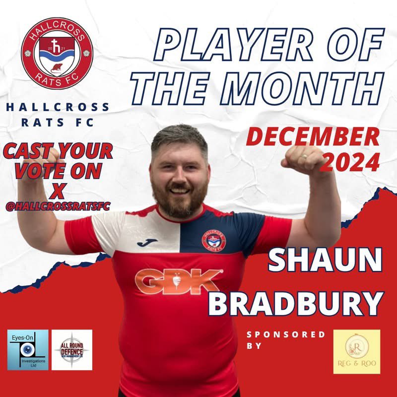 Hallcrossratsfc's tweet photo. It's time to vote for your Player of The Month!

Matthew Wilson - Available to Sponsor

Shaun Bradbury - Sponsor - Reg &amp; Roo

Kieran Baskerville - Sponsor - Aesthetics by Georgia Day  

Andy Vinter - Available to Sponsor

#hallcrossrats #hallcrossratsfc #hallcrosspubdoncaster https://t.co/WHZDQJDiB7