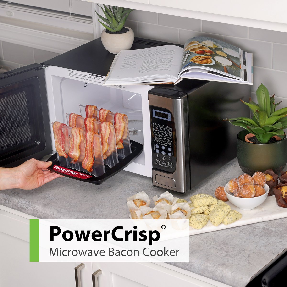NationalPresto's tweet photo. 🔥🥓 Say goodbye to soggy bacon! With the PowerCrisp® Microwave Bacon Cooker, you can enjoy crispy, delicious bacon hot out of the microwave in minutes. Perfect for breakfast or any meal that needs a savory kick! 🌟🍳 #CrispyBacon #GoPresto https://t.co/2MWHlqbKul