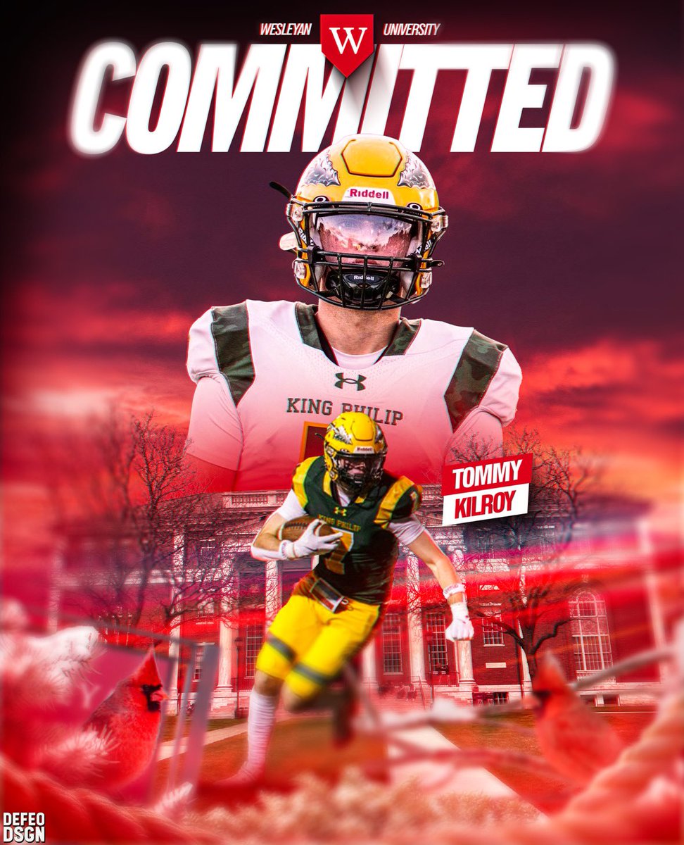I’m very excited to announce my commitment to the admissions process at Wesleyan University. Thank you to my family, friends, and coaches for helping me along the way. Also thank you <a href="/CoachDiCenzo/">Dan DiCenzo</a> and the entirety of the Wesleyan Staff for this opportunity! #Rollcards
<a href="/kpwarriors/">King Philip Football</a>