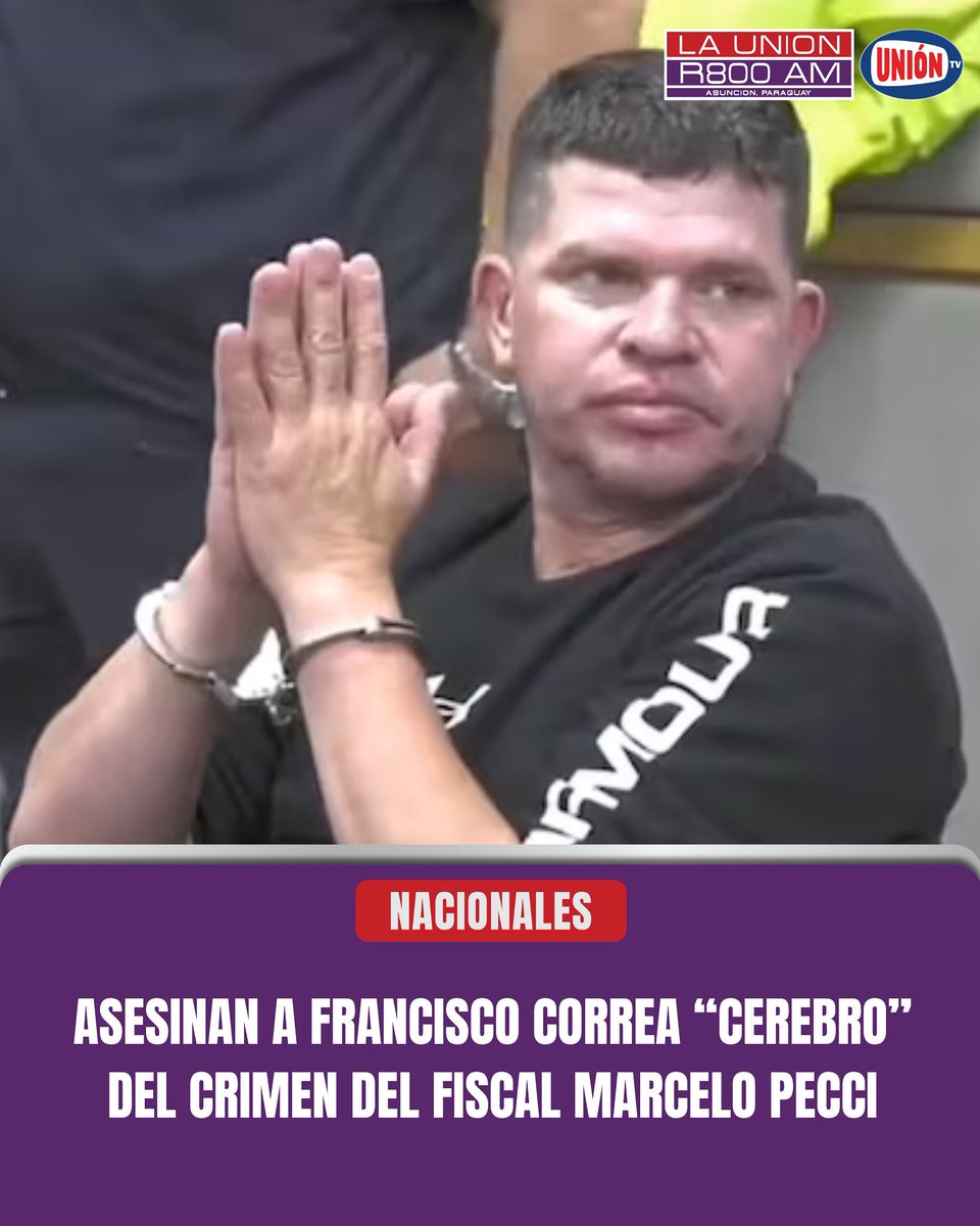 🔴#ULTIMOMOMENTO | Asesinaron a Francisco Luis Correa “Cerebro” del crimen del Fiscal Marcelo Pecci.

👉🏽Según las fuentes de la Policía Colombiana, fue asesinado en la cárcel La Picota, donde se encontraba recluido. 

👉🏽Él había entregado los nombres de los autores materiales.