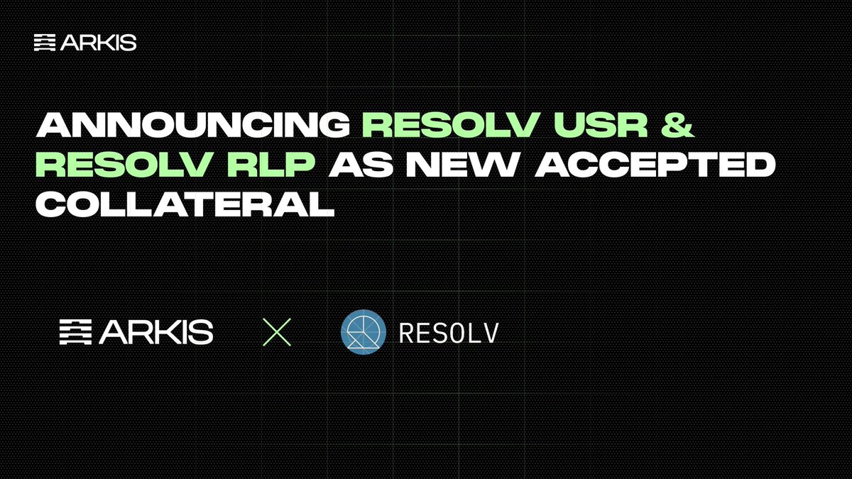 Arkis (@arkisxyz) on Twitter photo <a href="/ResolvLabs/">Resolv Labs</a> $USR and $RLP are available as collateral - now on Arkis!
$USR is a stable asset backed by ETH and derivatives, designed to maintain value stability while earning yield. $RLP is a complimentary token that absorbs price risks and enables leveraged exposure to <a href="/ResolvLabs/">Resolv Labs</a> $USR and $RLP are available as collateral - now on Arkis!
$USR is a stable asset backed by ETH and derivatives, designed to maintain value stability while earning yield. $RLP is a complimentary token that absorbs price risks and enables leveraged exposure to