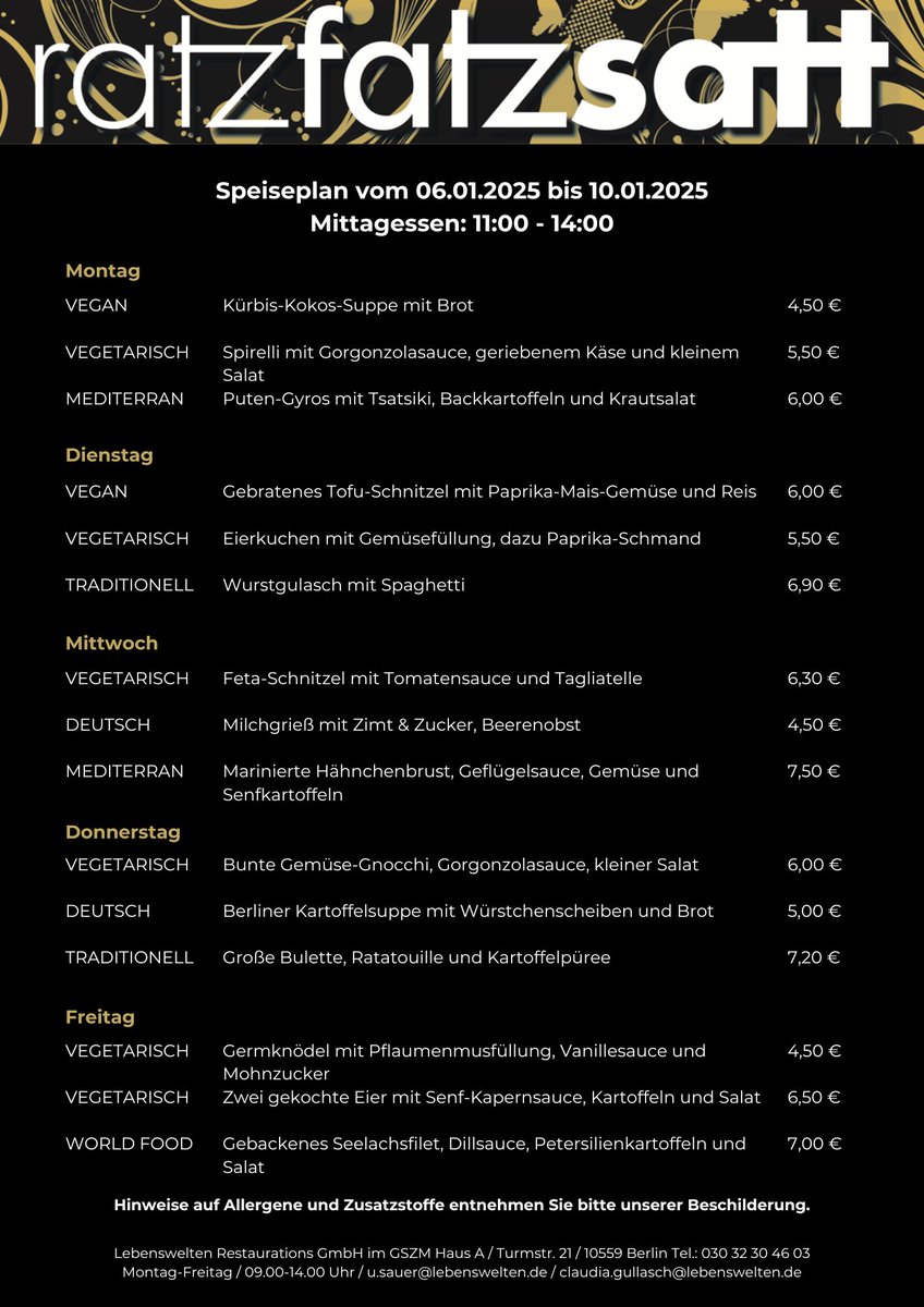 Unsere Karte für die nächste Woche. Wir freuen uns auf euren Besuch!
#ratzfatzsatt