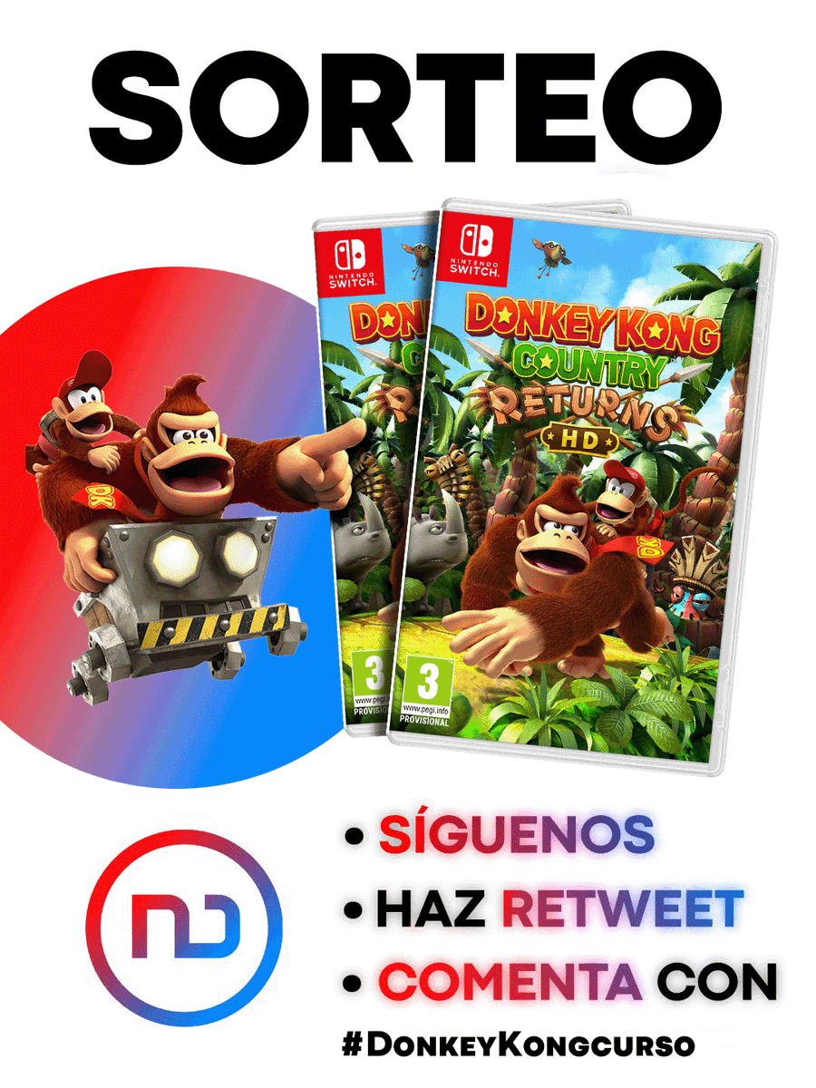 Nintenduo's tweet photo. 🔴 ¡SORTEO de 2 Juegos DONKEY KONG COUNTRY RETURNS HD para Nintendo Switch! 🔵

✅ Sigue a @Nintenduo
✅ Haz Repost a este Post
✅ Cita con #DonkeyKongcurso diciendo si te gusta más Donkey Kong o Diddy Kong

🍌 ¡Mucha suerte! 🍌 https://t.co/moeO2YgYSq