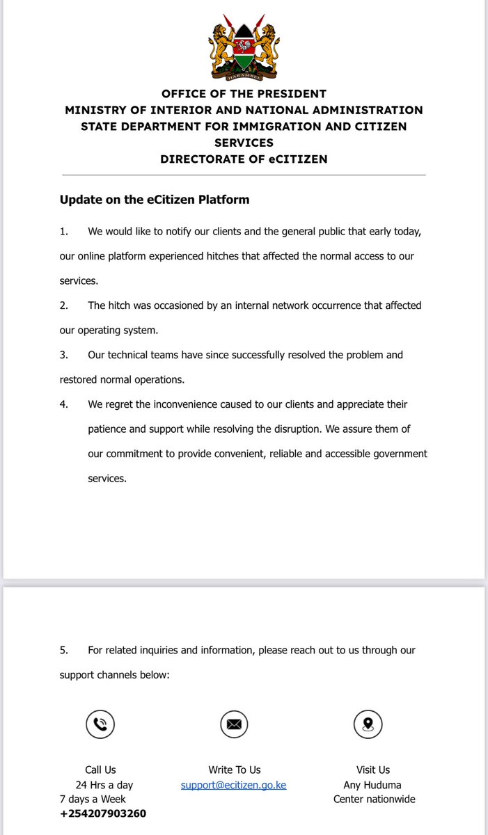 Apology for service interruption.