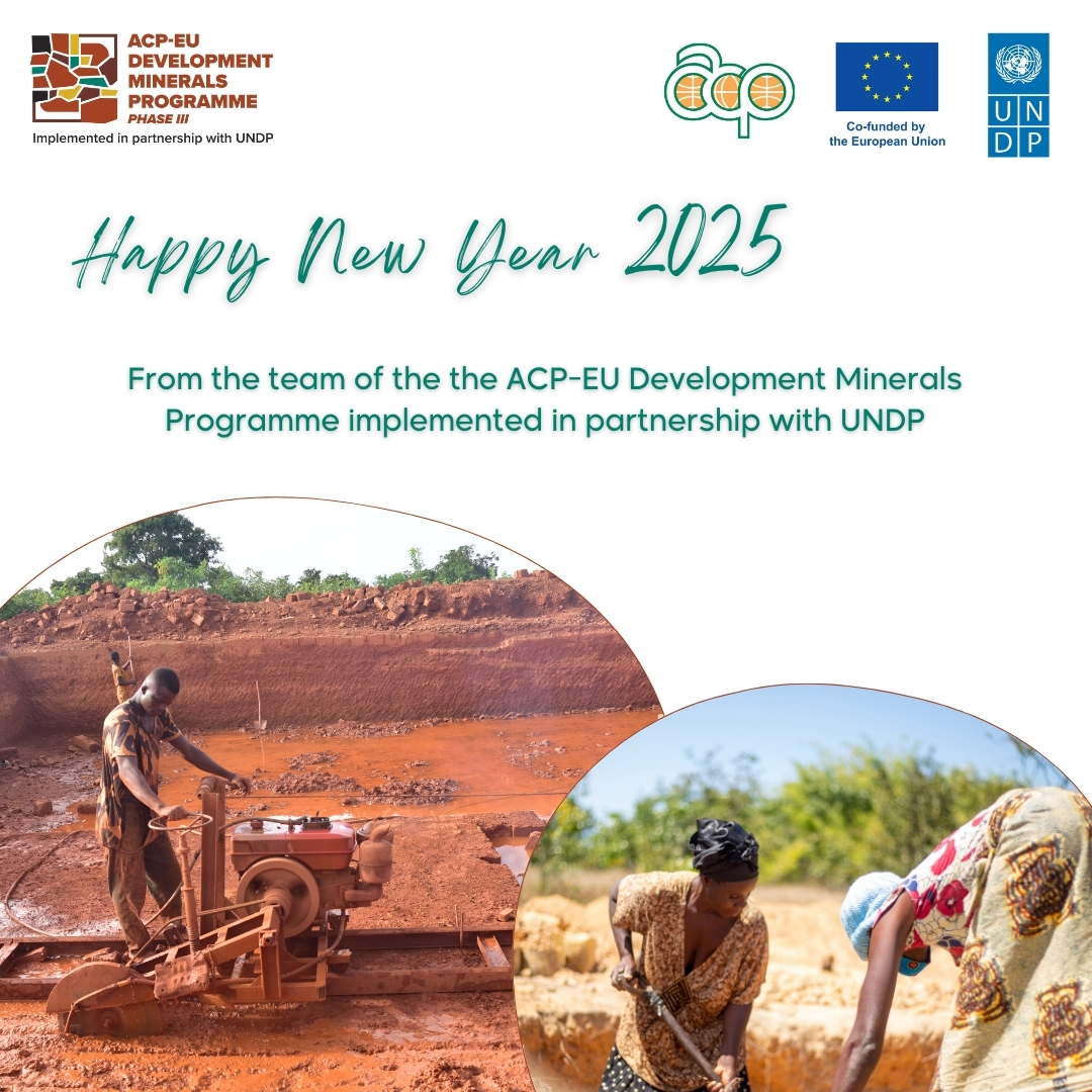 DevelopmentMin's tweet image. Happy New Year 2025 from the ACP-EU Development Minerals Programme, UNDP ✨

@EU_Partnerships @PressACP @UNDP 

#DevelopmentMinerals #SustainableMining #ASM