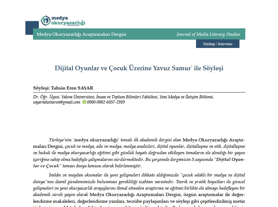 Medya Okuryazarlığı Araştırmaları Dergisi tweet media