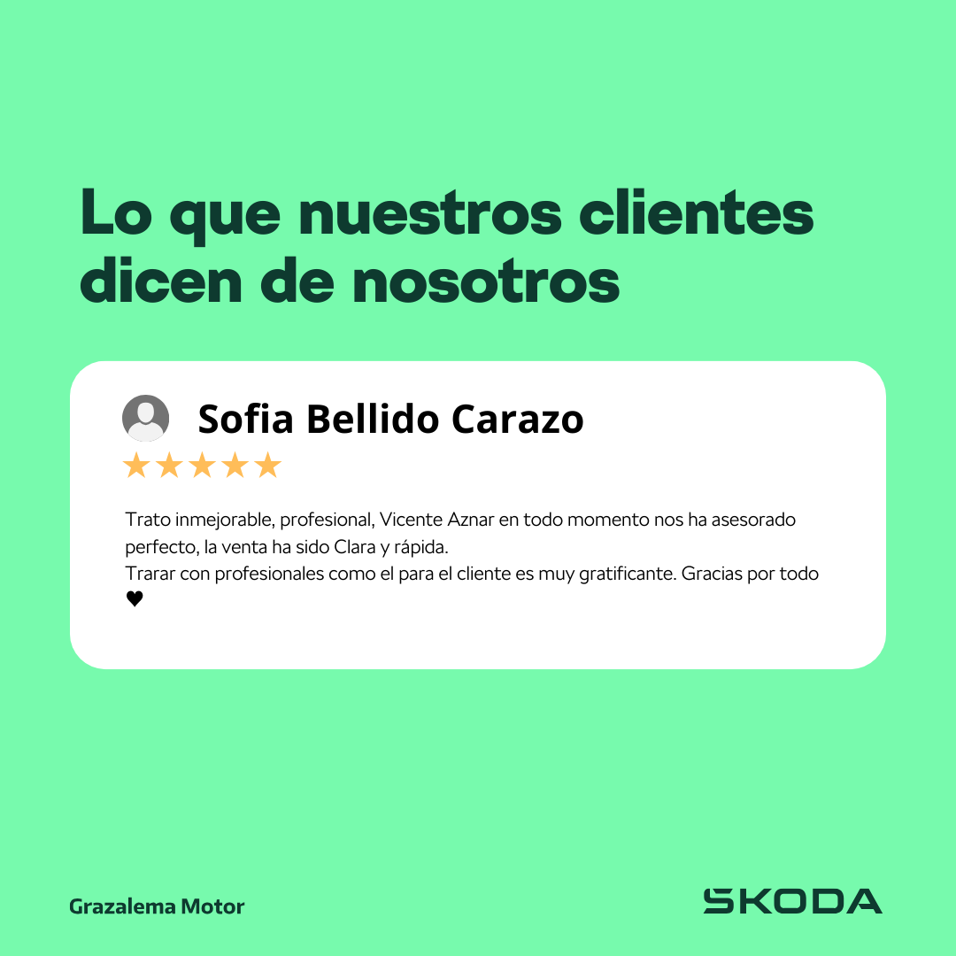 GrazalemaMotor's tweet photo. 💚 En Grazalema Motor Skoda, trabajamos para que cada visita sea excepcional.

🔎 Si has vivido algo parecido con nosotros, ¡cuéntanoslo! Tu reseña en Google nos motiva a seguir haciendo lo que más nos apasiona. 🚗

#skoda #grazalemaskoda #simplyclever https://t.co/iT7yHfgoQ7