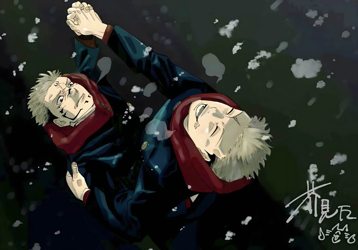GOJOxGETO77's tweet image. 'Yuji Forcing Sukuna to dance' art with Gege's Signature in full quality 
#Gege #Yuji #sukuna #JujutsuKaisen