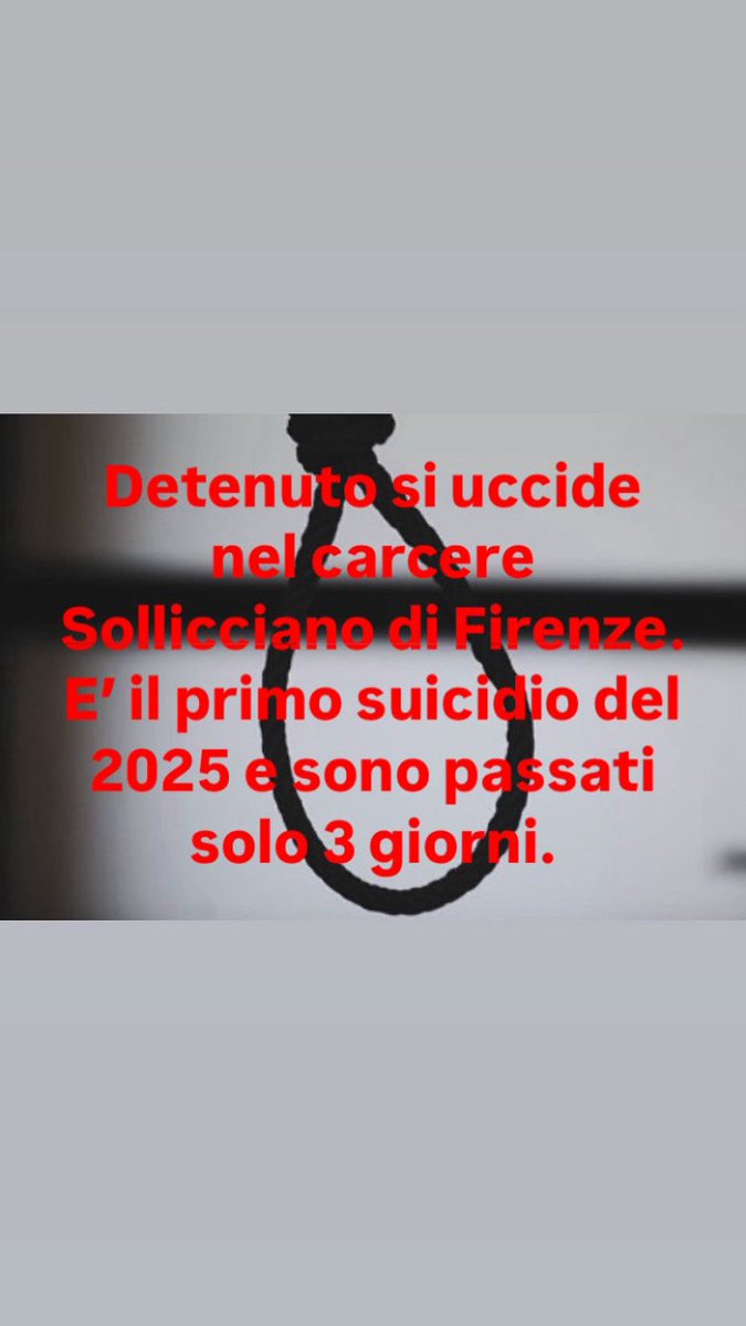 Detenuto si uccide nel carcere Sollicciano di Firenze. E’ il primo suicidio in carcere del 2025 e sono passati solo 3 giorni.