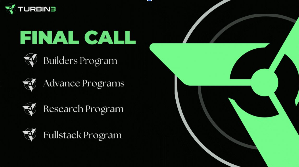 🚨 FINAL CALL for Q1 2025 Applications! 📢
⏰ The clock is ticking—apply by January 5, 2025 and unlock your future in the Solana Ecosystem!
📌 This is your chance to join TURBIN3, the Solana Talent Engine, and launch your career in Solana Development. 👇

🌟 Why Join us?
Become a