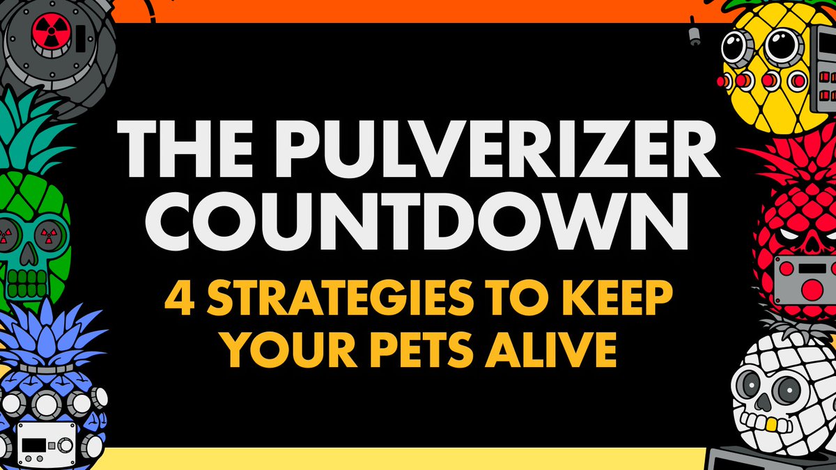 TheBrownCowboy's tweet photo. 💀 The Pulverizer Countdown: 4 Strategies to Keep Your Pets Alive 🐾

The Pulverizer is @Pizza_Pets deadliest challenge. When triggered, it begins a 72-block countdown (~12 hours) to certain death for vulnerable Pets. Here’s how to protect your Pets and come out unscathed. 🧵👇 https://t.co/doATW50liP