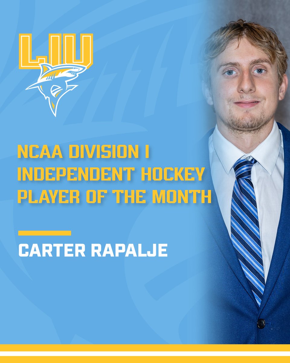 Congratulations to Carter Rapalje for being named the NCAA Division I Independent Hockey Player of the Month for December! 

Rapalje recorded 3 goals and 3 assists in 6 games, including a power-play and shorthanded goal!