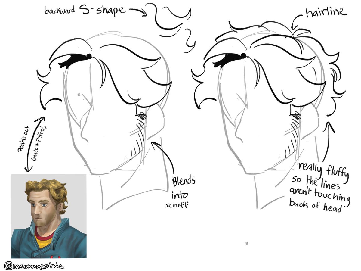 InSomniphicAlt's tweet image. Someone asked how to do Curly’s hair, and I offered them my method 🥰