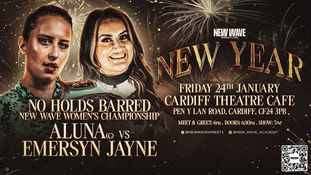 New Wave: New Year 

MAIN EVENT ANNOUNCEMENT 📣 

Aluna in her own words has beaten all challengers; Impressive wins over Dani Luna, Kanji, Rayne Leverkusen &amp; Lucia Lee.

But it’s her own words that’s made this match up. 

It’s official! Aluna will defend her NWE Women’s