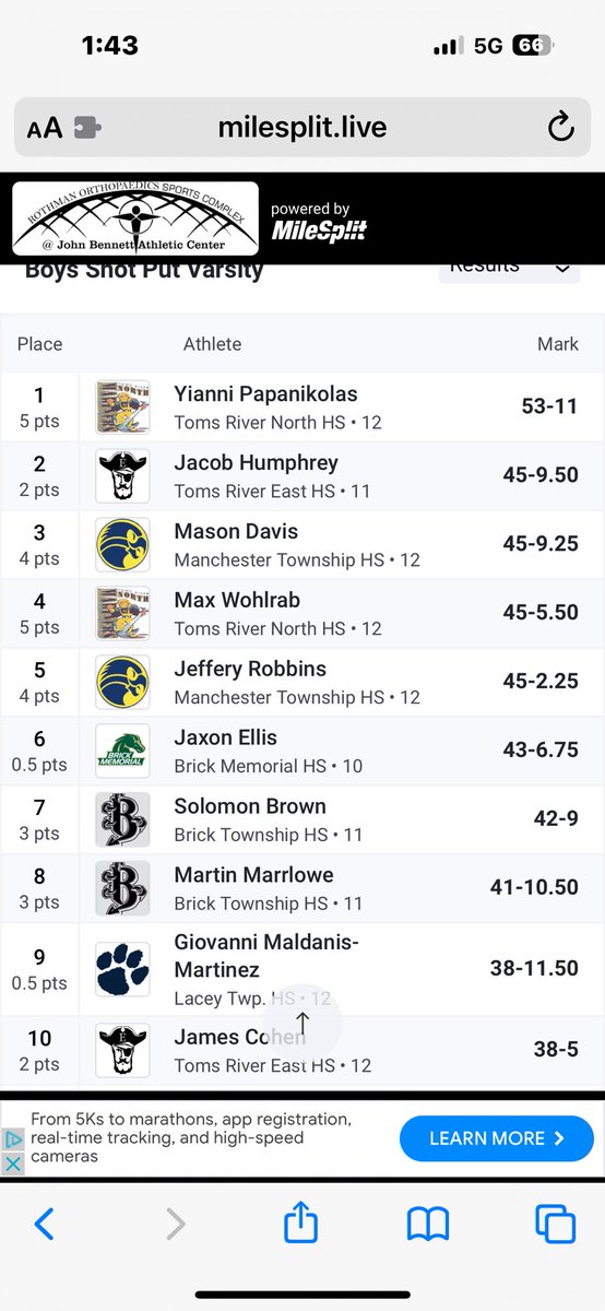 School Record in the Indoor Shot relay for Mason Davis and Jeff Robbins with their 2nd place at Ocean County Relays Congratulations Gentlemen!! <a href="/MTHS_Sports/">Manchester Twp. H.S. Sports Updates</a> <a href="/MTHSboosterclub/">Manchester Township High School Booster  Club</a>