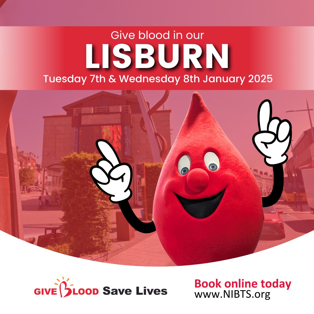 GiveBloodNI's tweet photo. Your first good deed of 2025? Saving lives! π©Έ
π
π’ Join us in Lisburn, Tuesday 7th & Wednesday 8th of January.
π Book now: https://t.co/tlVCbYnPE2
#GiveBlood #SaveLives #NorthernIreland #FirstGoodDeed #Lifesavers #BloodDonor #BloodDonation #BloodTransfusions https://t.co/Wr0T8dAsYv