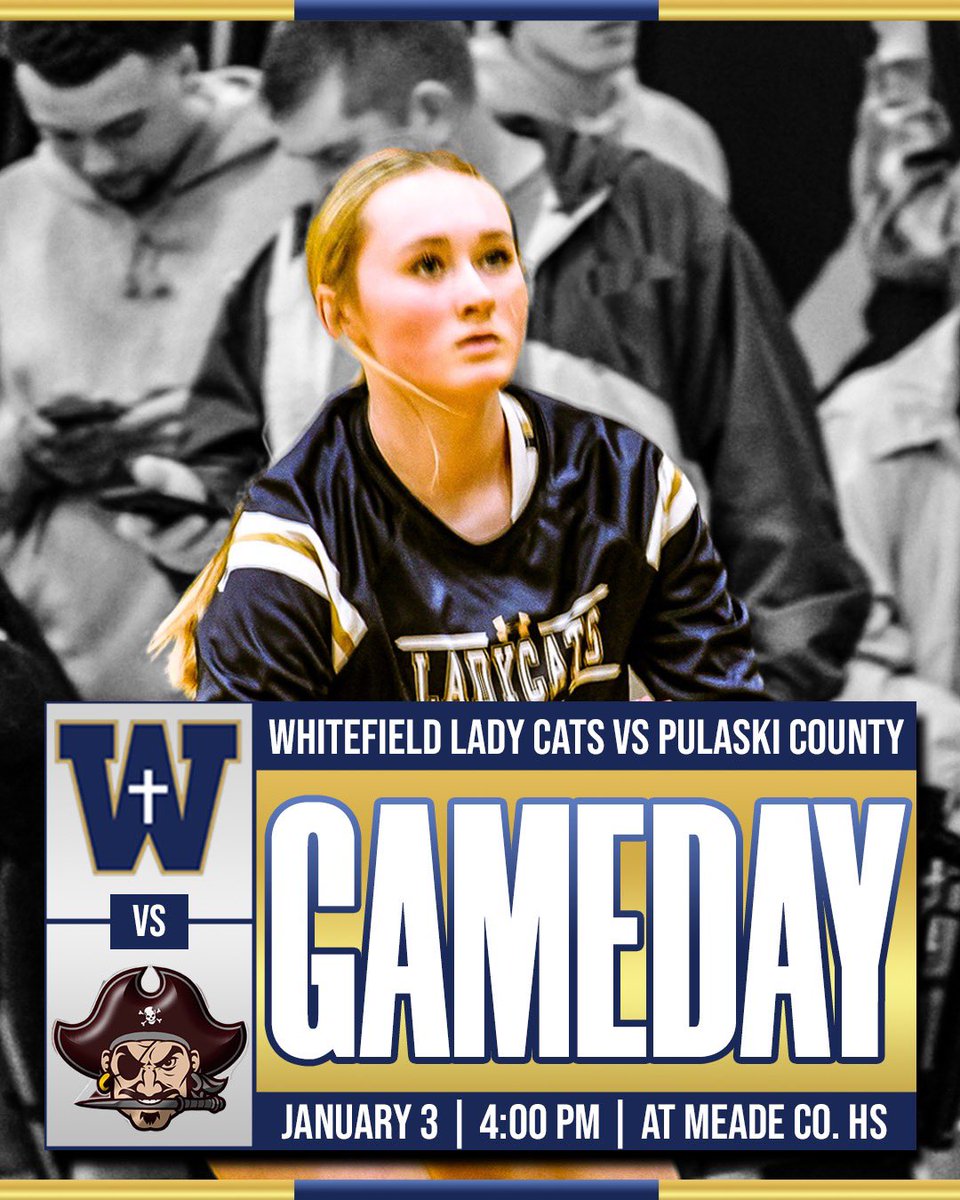 IT’S GAMEDAY‼️

Our Lady Cats (10-1) hit the road to play in the New Year’s Bash hosted by Meade County.

🆚 Pulaski County
⏰ 4p
📍 Meade County High School - 938 Old State Rd, Brandenburg, KY 40108