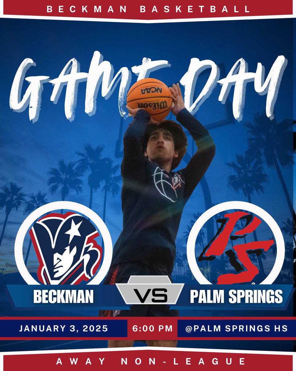 🏀GAME DAY🏀

Beckman squads travel to Palm Springs to square off in the first games of 2025. 

Varsity - 6pm
JV - 4:30pm
Frosh - 3pm