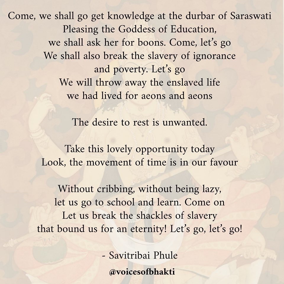 neha_laldas's tweet photo. Meanwhile Savitribai Phule worshipping Devi Saraswati 👇

(Source: "Kavya Phule"- Savitribai Phule's 1854 collection of poems)