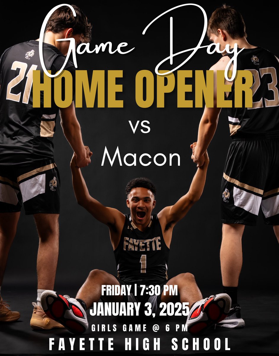 It’s here …. OUR HOME OPENER!!   Put on your flock shirt, pack the gym, and come support your Falcons &amp; Lady Falcons tonight. Girls tip-off at 6:00 PM

🆚: Macon Tigers
⌚️: January 4 @ Approx. 7:30 PM
📍: Fayette, Missouri
🗺️: Fayette High School
📺:  Fayette Hudl Fan Page