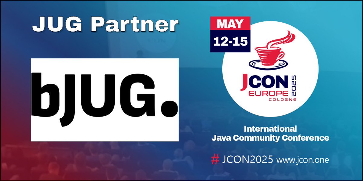 We are happy to have <a href="/BrnoJUG/">BrnoJUG</a> back as a partner of #JCON2025!

For all #JUG members we offer 1,000 free #JavaUserGroup tickets!
First come, firste serve!
#JCON #Java <a href="/xstefank/">Martin Stefanko</a> <a href="/jerrinot/">Jaromir Hamala</a> 

Free JUG ticket: pretix.eu/impuls/europe2…

Become a partner JUG: jcon.koeln/#partner