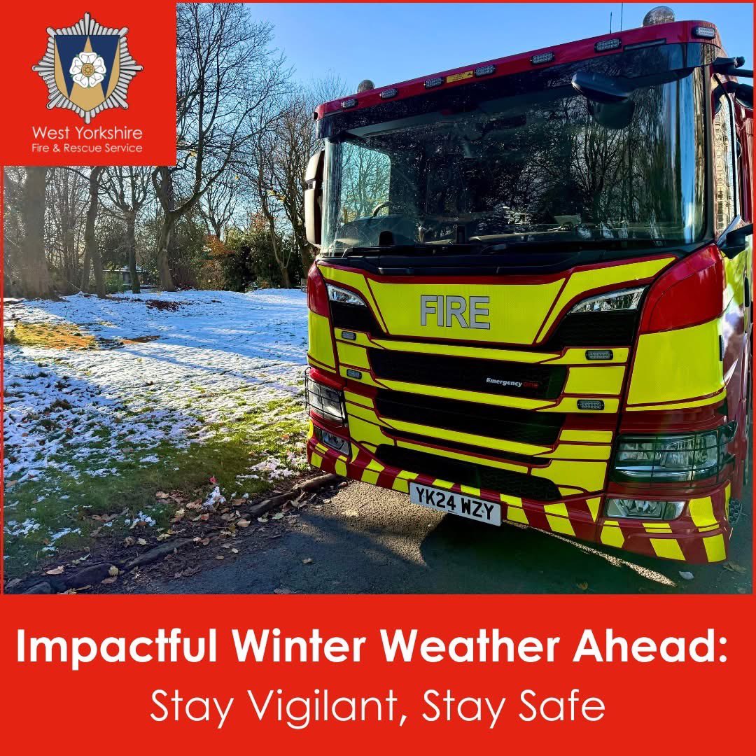 ⚠️ Impactful Winter Weather Forecast ⚠️
 
Yellow &amp; Amber <a href="/metoffice/">Met Office</a> Weather Warnings are in place for snow, ice &amp; hazardous conditions this weekend (4th-6th Jan) across #WestYorkshire.
 
👇🏽 For safety advice and what to expect:
bit.ly/3DHOq9p

Stay safe, #TeamWYFRS!