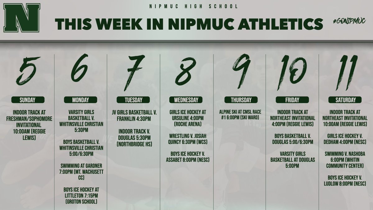 NipmucRegional's tweet image. Winter sports are well underway.  There are plenty of our teams competing next week.  Come out and cheer on your favorite Nipmuc team. #nipmucpride