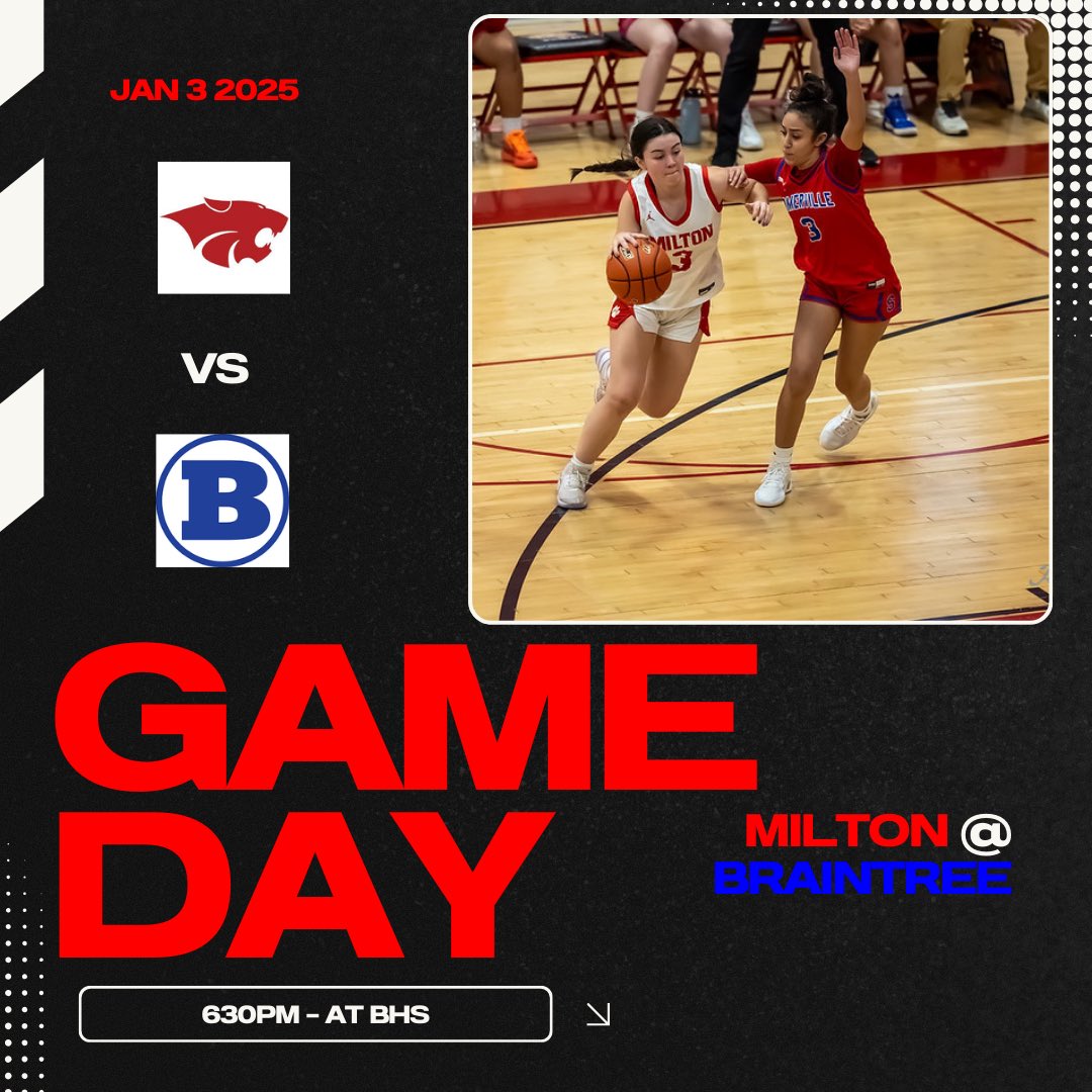 Milton Girls Basketball (@miltongbball) on Twitter photo Cats travel to Braintree tonight for a matchup with an excellent <a href="/BraintreeGBBall/">Braintree GBBall</a> team! Excited to compete with one of the Bay States best!
<a href="/sports_ledger/">Patriot Ledger sports</a> <a href="/GlobeSchools/">Boston Globe Schools</a> Cats travel to Braintree tonight for a matchup with an excellent <a href="/BraintreeGBBall/">Braintree GBBall</a> team! Excited to compete with one of the Bay States best!
<a href="/sports_ledger/">Patriot Ledger sports</a> <a href="/GlobeSchools/">Boston Globe Schools</a>