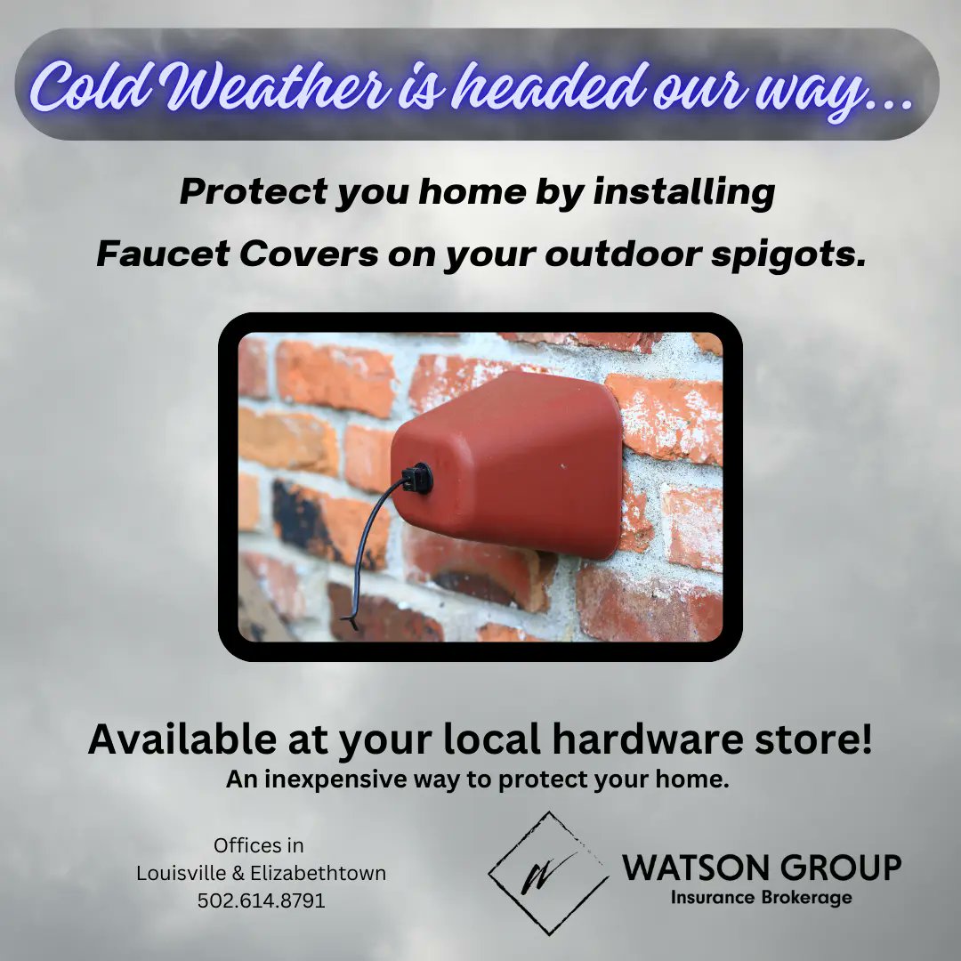 davewatsonky's tweet photo. We have some cold, wintry weather moving our way!  Remember, as temperatures dip, to keep faucets dripping and Faucet Covers on your outdoor spigots! #watsongroupusa #wewentwithwatson https://t.co/FQI03wyOVV