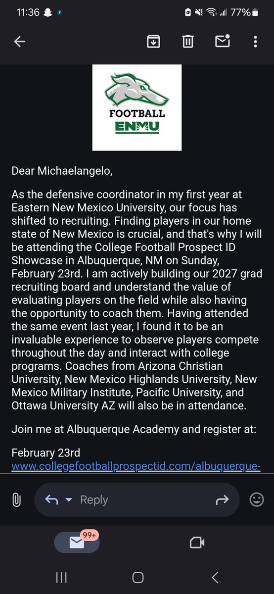 Thank you <a href="/ENMUFootball/">Eastern New Mexico University Football</a> <a href="/Coach_BPerkins/">Brandon Perkins</a> for giving me this opportunity l!🙏