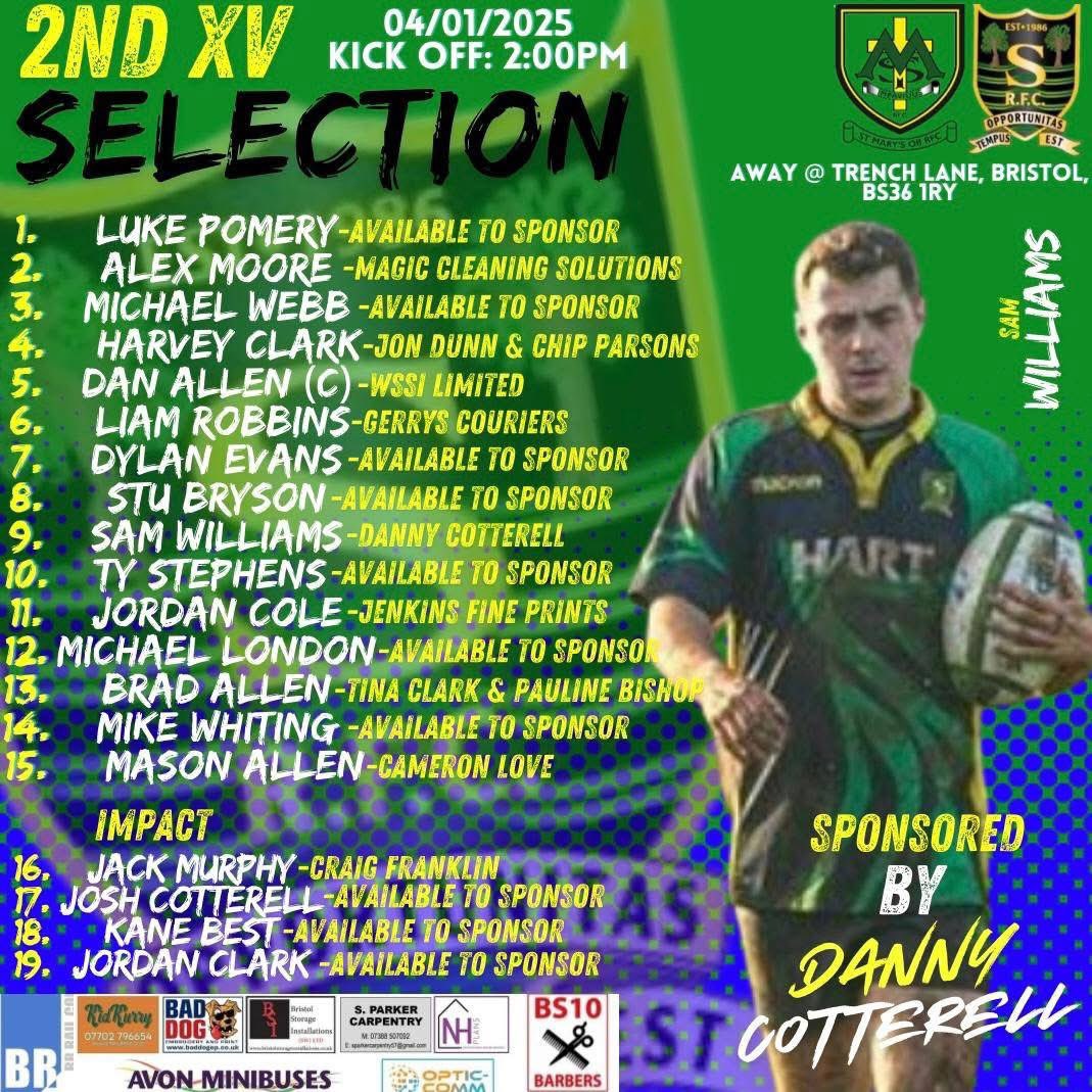 Southmead RFC (@southmeadrfc) on Twitter photo Both teams are in action tomorrow, away vs <a href="/SMOBRUGBY/">St Mary's OB RFC</a>, both games will kick off at 14:00.
Fingers crossed the weather holds off and we get a couple games in! 🥶
The 1st XV will be looking to win the Geoff Williams Memorial Trophy
COTM Both teams are in action tomorrow, away vs <a href="/SMOBRUGBY/">St Mary's OB RFC</a>, both games will kick off at 14:00.
Fingers crossed the weather holds off and we get a couple games in! 🥶
The 1st XV will be looking to win the Geoff Williams Memorial Trophy
COTM