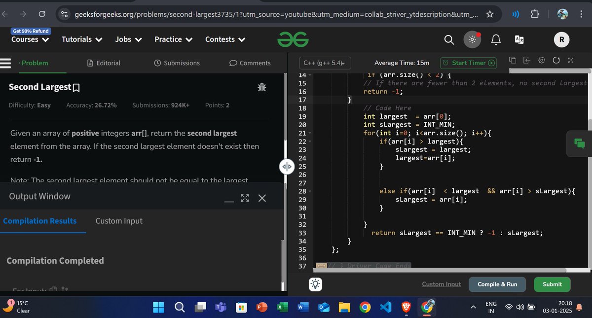 rishabhsoni_111's tweet image. Day 57: Arrays Deep Dive 🚀
Today I explored the world of arrays! 🌟
🔹 Learned how arrays function and their core concepts.
🔹 Solved these problems:
Finding the largest element in an array.
Determining the second largest element in an array
#100DaysOfCode #LearnCoding #Arrays