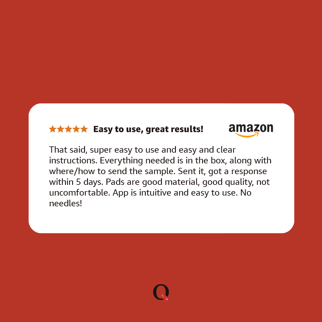 ⭐️⭐️⭐️⭐️⭐️ ‘Super easy to use!’ We love hearing your feedback! 
Simplify your A1c testing with the Q-Pad. Shop now on Qvin or on Amazon! 🩸💪 #PeriodPower #A1cMadeEasy #QPad