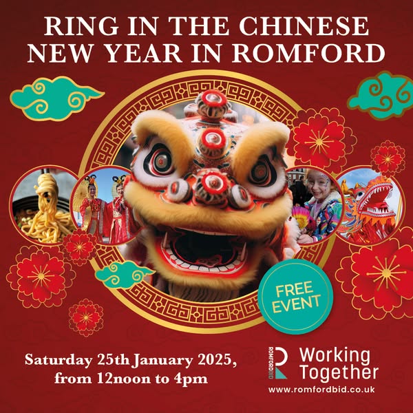 Mercury Mall (@themercurymall) on Twitter photo The <a href="/Romford_BID/">Romford Business Improvement District</a> invite you to Celebrate Chinese New Year in Romford!
This free, family-friendly event will feature a variety of entertainment and cultural activities for everyone. Celebrate the Year of the Wood Snake on Saturday, 25th January, 12pm - 4pm in Romford town centre! The <a href="/Romford_BID/">Romford Business Improvement District</a> invite you to Celebrate Chinese New Year in Romford!
This free, family-friendly event will feature a variety of entertainment and cultural activities for everyone. Celebrate the Year of the Wood Snake on Saturday, 25th January, 12pm - 4pm in Romford town centre!