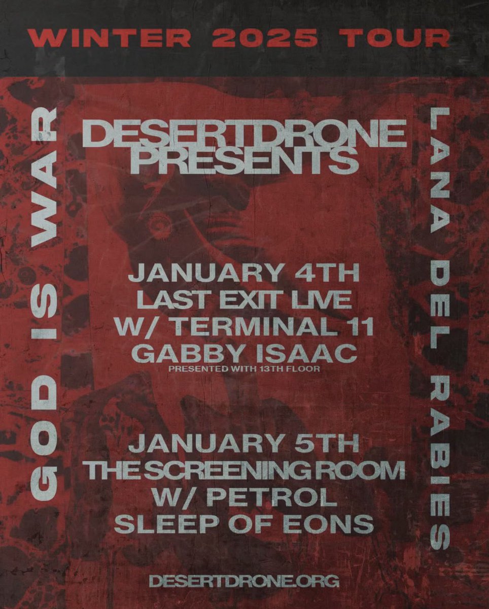 First full art show of my canvas work tonight and I’ll be performing at Desert Drone tomorrow for the <a href="/imlanadelrabies/">Lana Del Rabies</a> tour with God Is War and Gabby Isaac