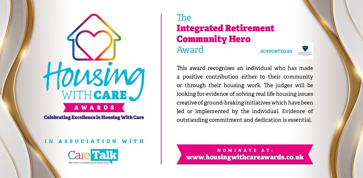 Housing With Care Awards (@hwcawards) on Twitter photo ๐๐ก๐ ๐๐ง๐ญ๐๐ ๐ซ๐๐ญ๐๐ ๐๐๐ญ๐ข๐ซ๐๐ฆ๐๐ง๐ญ ๐๐จ๐ฆ๐ฆ๐ฎ๐ง๐ข๐ญ๐ฒ ๐๐๐ซ๐จ ๐๐ฐ๐๐ซ๐
Are you an individual who has made a positive contribution either to their community or through their housing work?
Nominate now at bit.ly/3v3RCrn
#HousingWithCare ๐๐ก๐ ๐๐ง๐ญ๐๐ ๐ซ๐๐ญ๐๐ ๐๐๐ญ๐ข๐ซ๐๐ฆ๐๐ง๐ญ ๐๐จ๐ฆ๐ฆ๐ฎ๐ง๐ข๐ญ๐ฒ ๐๐๐ซ๐จ ๐๐ฐ๐๐ซ๐
Are you an individual who has made a positive contribution either to their community or through their housing work?
Nominate now at bit.ly/3v3RCrn
#HousingWithCare