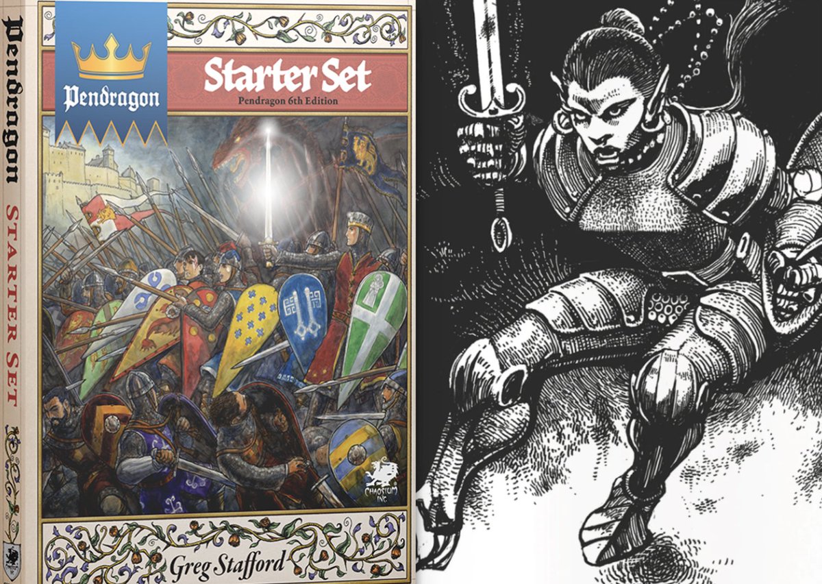 Roll4Gravity's tweet image. Friday night is a time to put away the electronics and jump into some pen and paper. Which #ttrpg though? Pendragon RPG or Shadowdark RPG? 🤔 Which rabbit hole to go down...