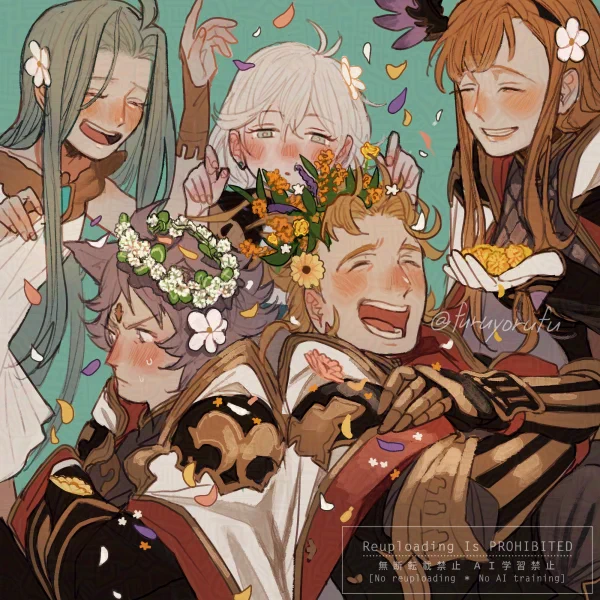フェスでお花つけっこしてたの可愛すぎたの絵 