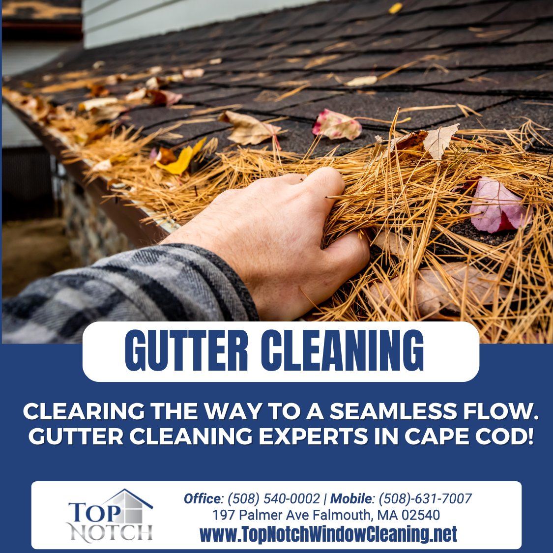 TNWindowClean's tweet image. At Top Notch Window Cleaning, we ensure that your gutters are free from debris, promoting proper water flow and protecting your property.

#GutterCleaning #WaterDamagePrevention #CapeCodHomes #TopNotchGutters

bit.ly/3dWAR5f