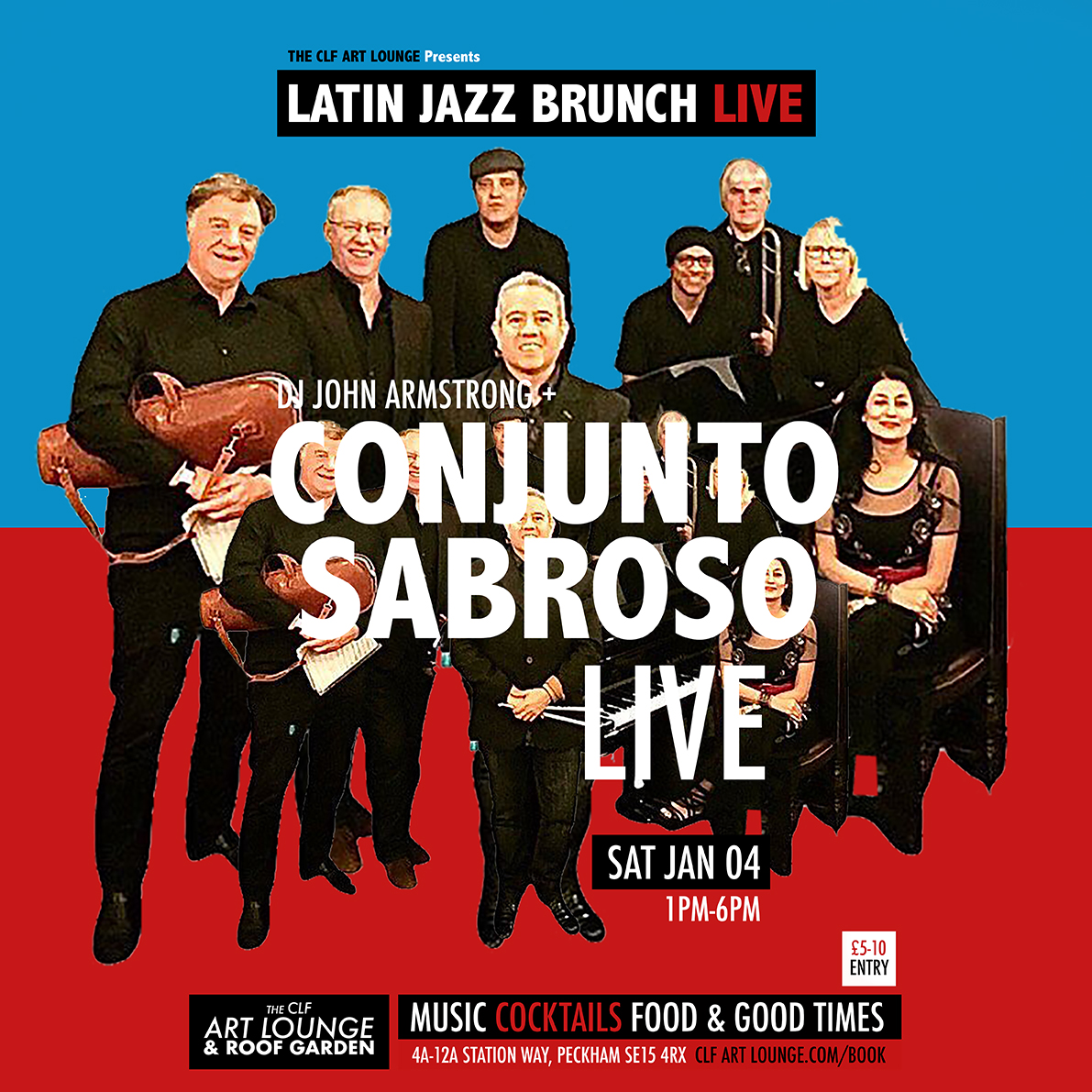 CONJUNTO SABROSO LIVE UP ON THE ROOF! Sat Jan 04 - 2025 is here and Latin Jazz Brunch Live kickstarts the year on fire, as we welcomes the return of one of London's most exciting and established Latin Bands for a “salsa fantastico good time show" 🌴🔥❤️ clfartlounge.com/book