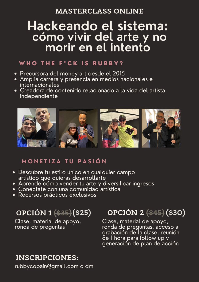 Tengo varios años como artista independiente y me di cuenta de que hay gente que no ha dado ese paso por miedo o porque no saben cómo empezar

Con mucho amor y responsabilidad preparé esta masterclass para los que se quieran lanzar al agua! ❤️‍🔥

Lléguense que estará lindo! 🥹